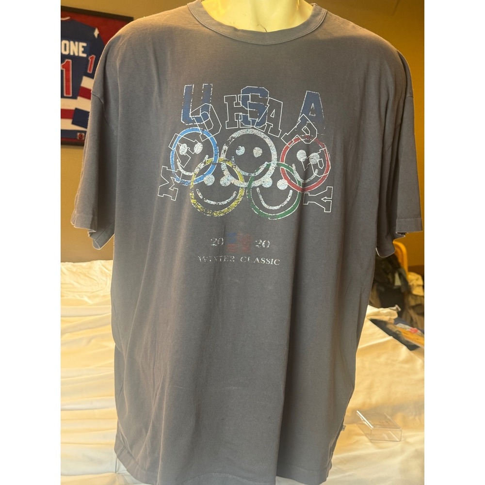 Madhappy USA 2020 Winter Classic Smiley Graphic Tee Gray M/L Made USA